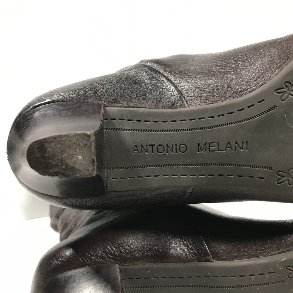 Antonio Melani Womens US Size 8 Black Leather Knee High Tall Boots 2" Heel - Picture 3 of 16